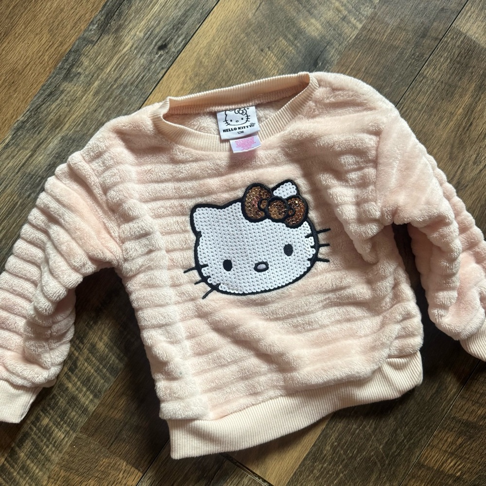 Hello Kitty Peach Plush Pullover Sweatshirt for Girls